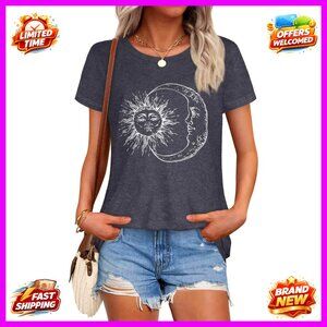 Soft Loose Fit Graphic Tee Short Sleeve Crewneck Summer Top
